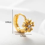 Gold color / 1 Piece Simple Series  Flower Copper   Gold Color Zircon Women's Hoop Earrings 